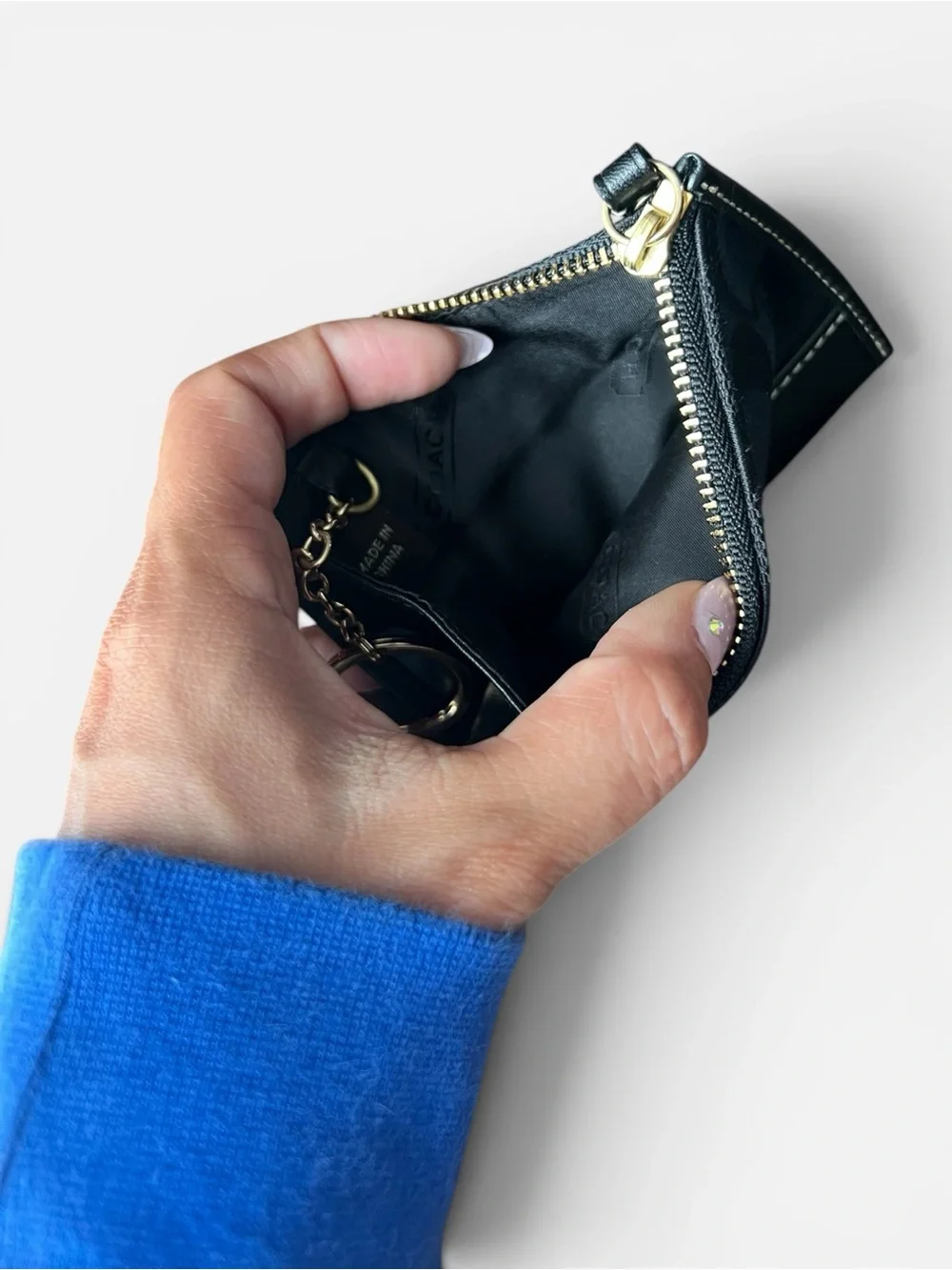 Coach Black Signature Zip Card Case